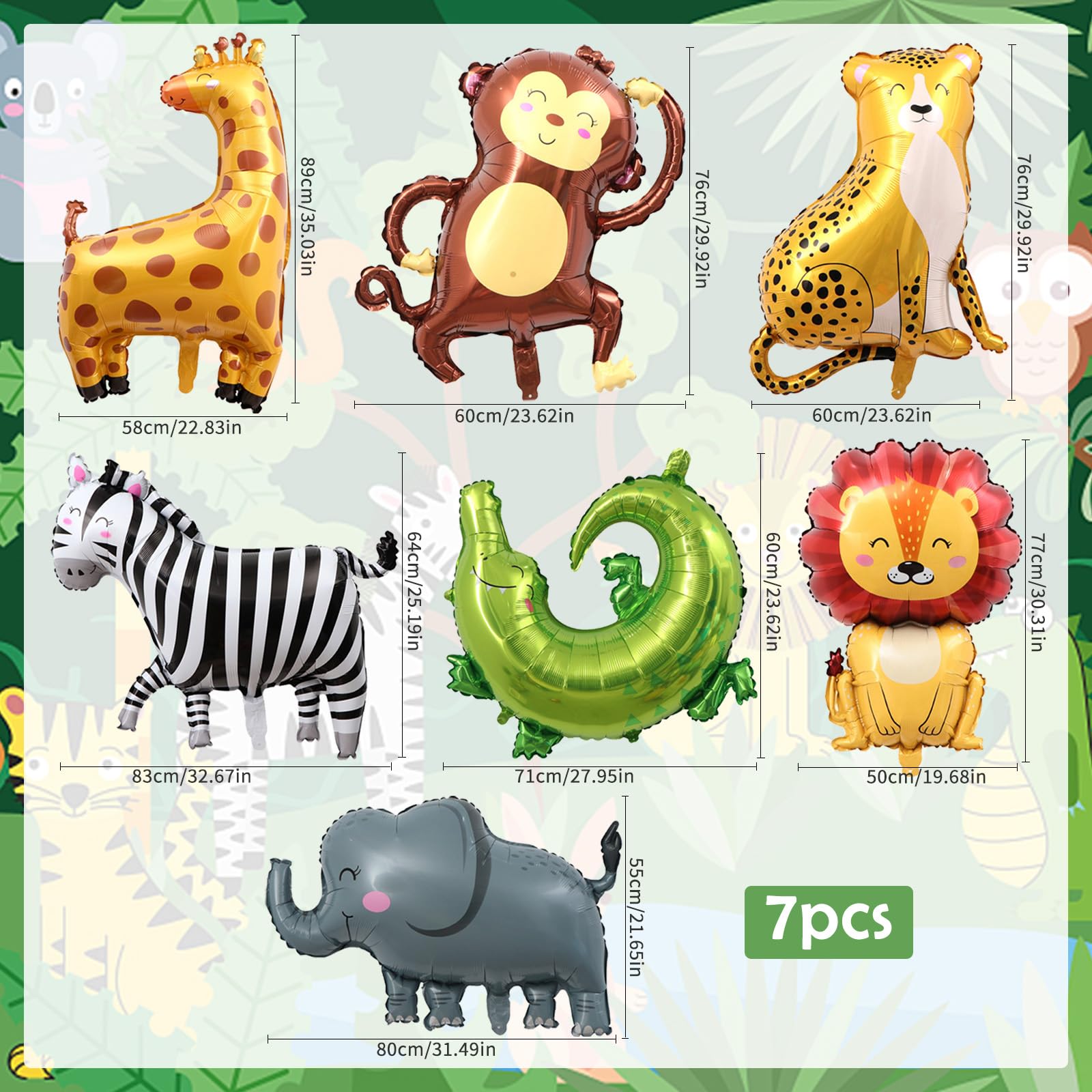Ballon Aluminium Jungle Safari 61 Cm – Hippopotame – Pour Anniversaire Enfant – Déco Fête