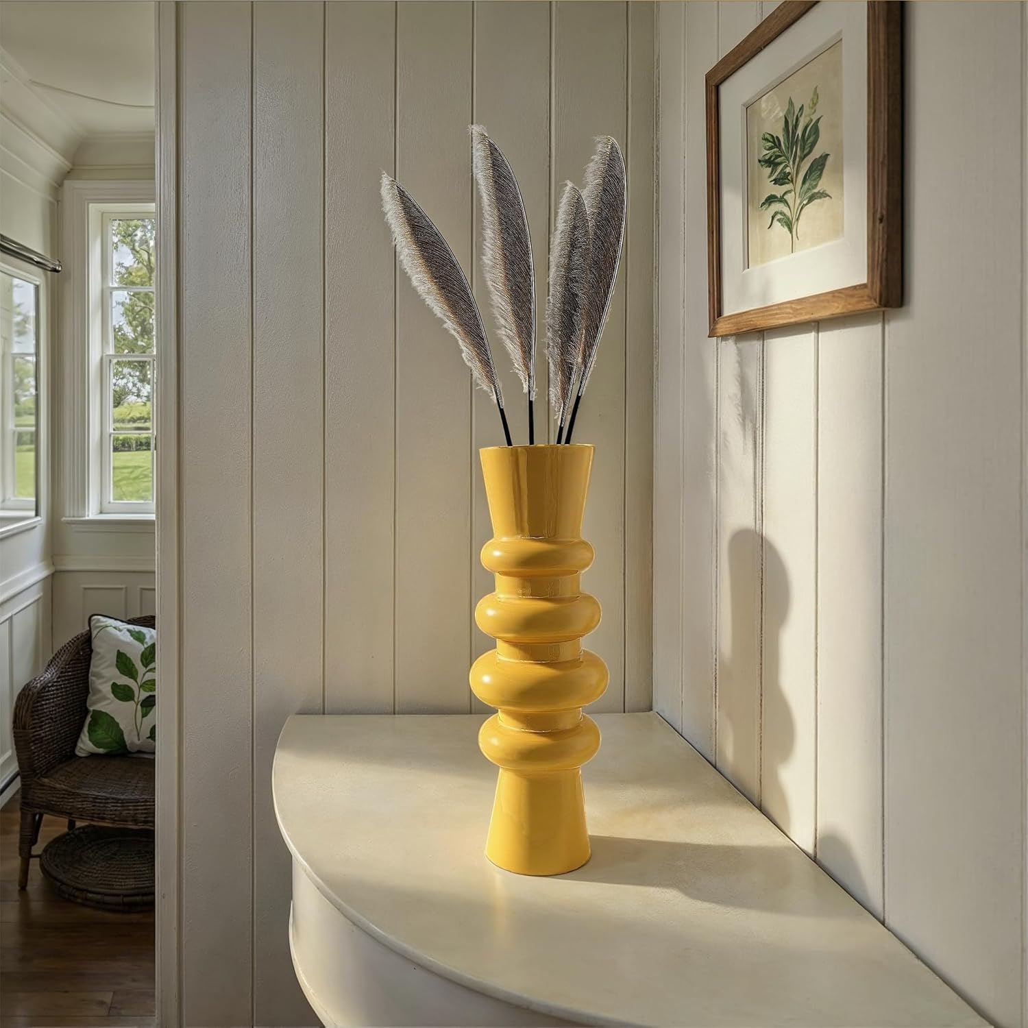 Bloomingville Enameled Metal Vase, Mustard