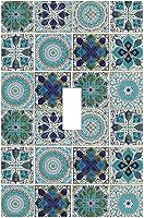 Vista 197 de Azulejo mediterráneo azul de 1 banda cubierta de toma de corriente Talavera mosaico mexicano marroquí mosaico dispositivo de palanca individual