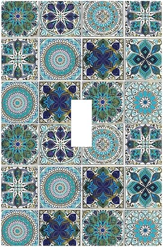 Miniatura 197 de Azulejo mediterráneo azul de 1 banda cubierta de toma de corriente Talavera mosaico mexicano marroquí mosaico dispositivo de palanca individual