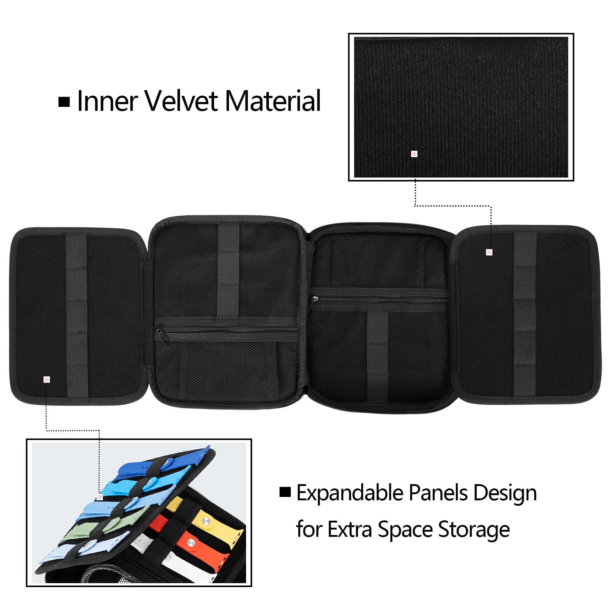 Teamoy Caja de almacenamiento de banda de reloj Sostiene 26 correas de reloj compatible con todas las series de correas y accesorios de Apple Watch