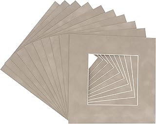 CountryArtHouse Light Grey Suede Acid Free 14x14 Square Picture Frame Mat with White Core Bevel Cut for 10x10 Pictures - Fits 14x14 Frame - Pack of 1 Matboard