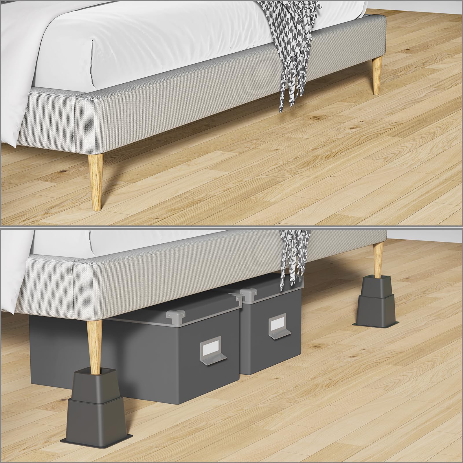 Rialzi per letto da 3, 5 o 20,3 cm, resistenti, regolabili per mobili, per letto, divano, tavolo, sedia, supporta fino a 680 kg (set da 6, nero)
