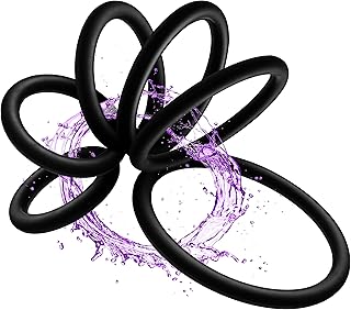 Belmalia Ensemble d'anneaux Péniens pour un Plaisir Prolongé | 6 Anneaux Péniens Souples en Silicone | Plus Dur, plus Pulpeux, plus Intense, Longue Durée | Anneau Penien Noir