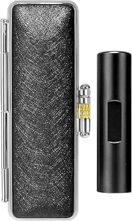 実印 銀行印 認印 名前 判子 ハンコ ステンレス調印鑑ケース付 目印付き ブラスト・ブラックチタン 10.5-18.0mm はんこ チタン印鑑1本セット 男性 女性 プレゼント お祝い (13.5, 印相体)