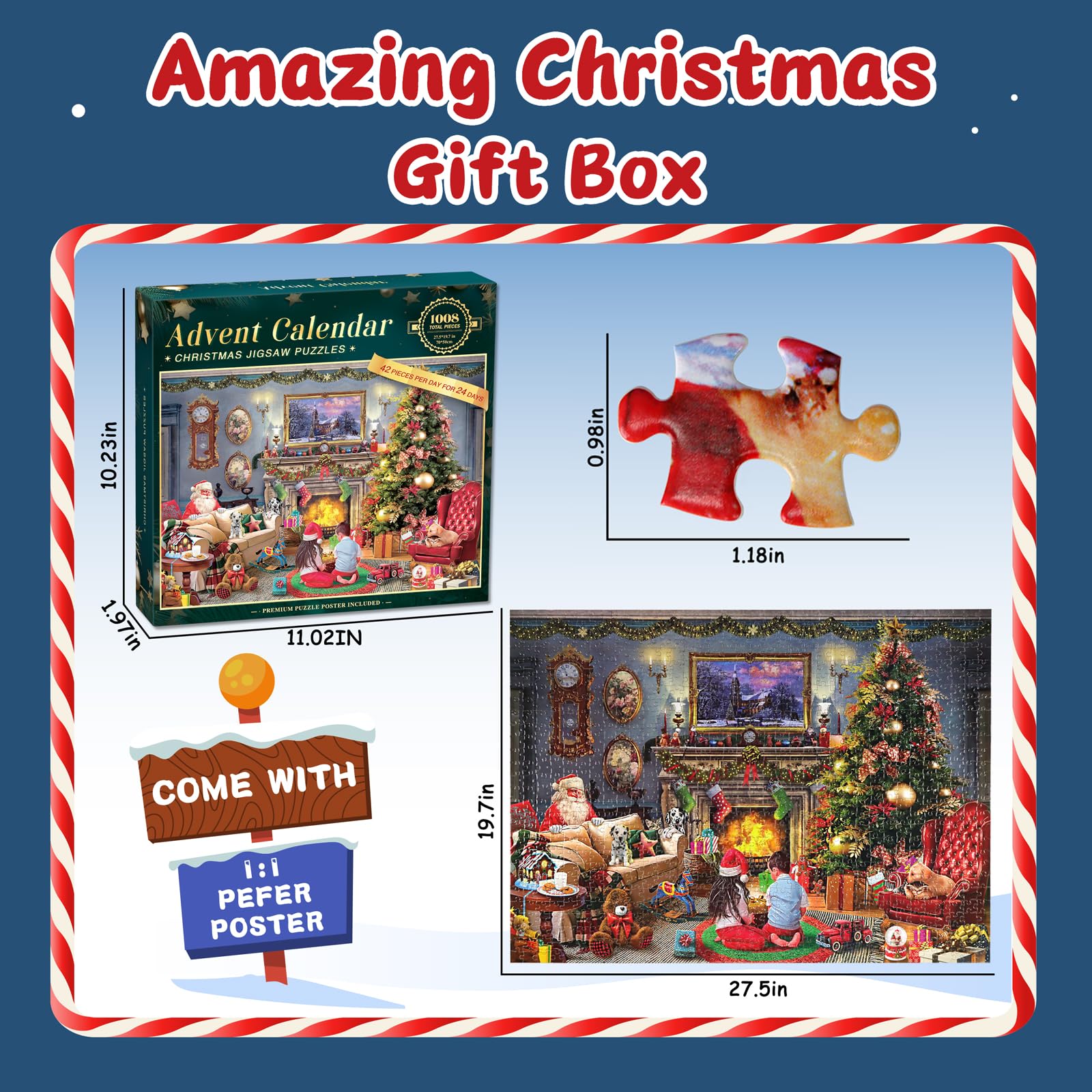 Adventskalender 2025 Puzzle 1008 Teile – Festlicher Kamin, 24-Tage-Countdown Für Erwachsene & Kinder