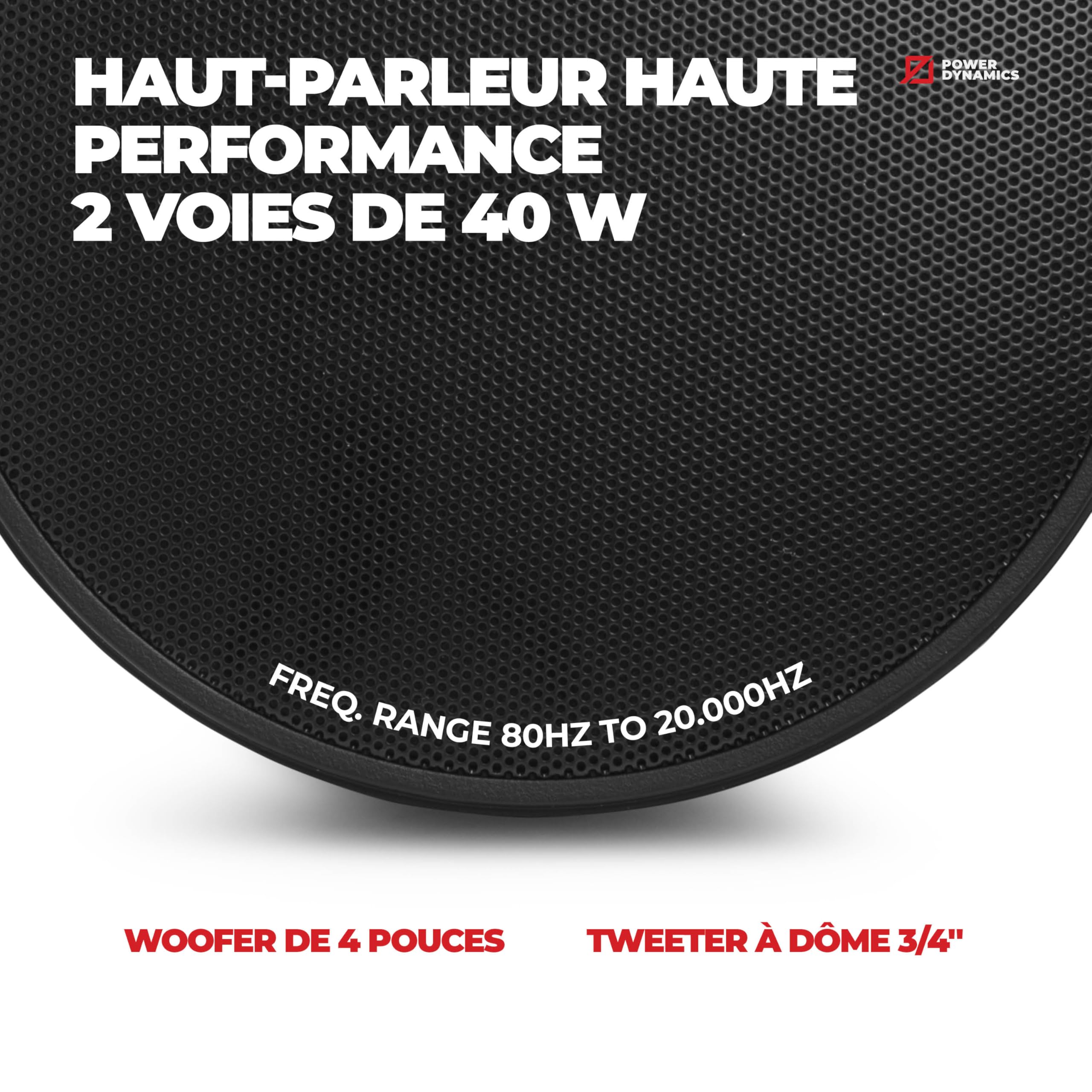 Power Dynamics Purity4B, Haut Parleur Suspendu Noir 20W 100V, 2 Voies Enceinte Plafond Pendulaire pour Sonorisation de Commerces Restaurants Bars et Espaces publics