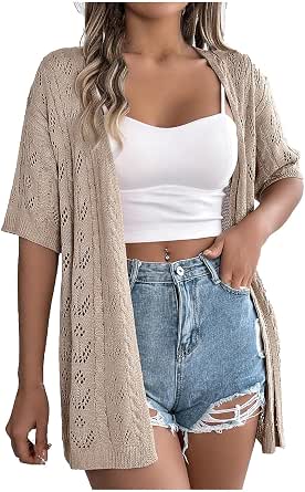Solid Hollowed Out Sweater Cardigans(10 Colors)