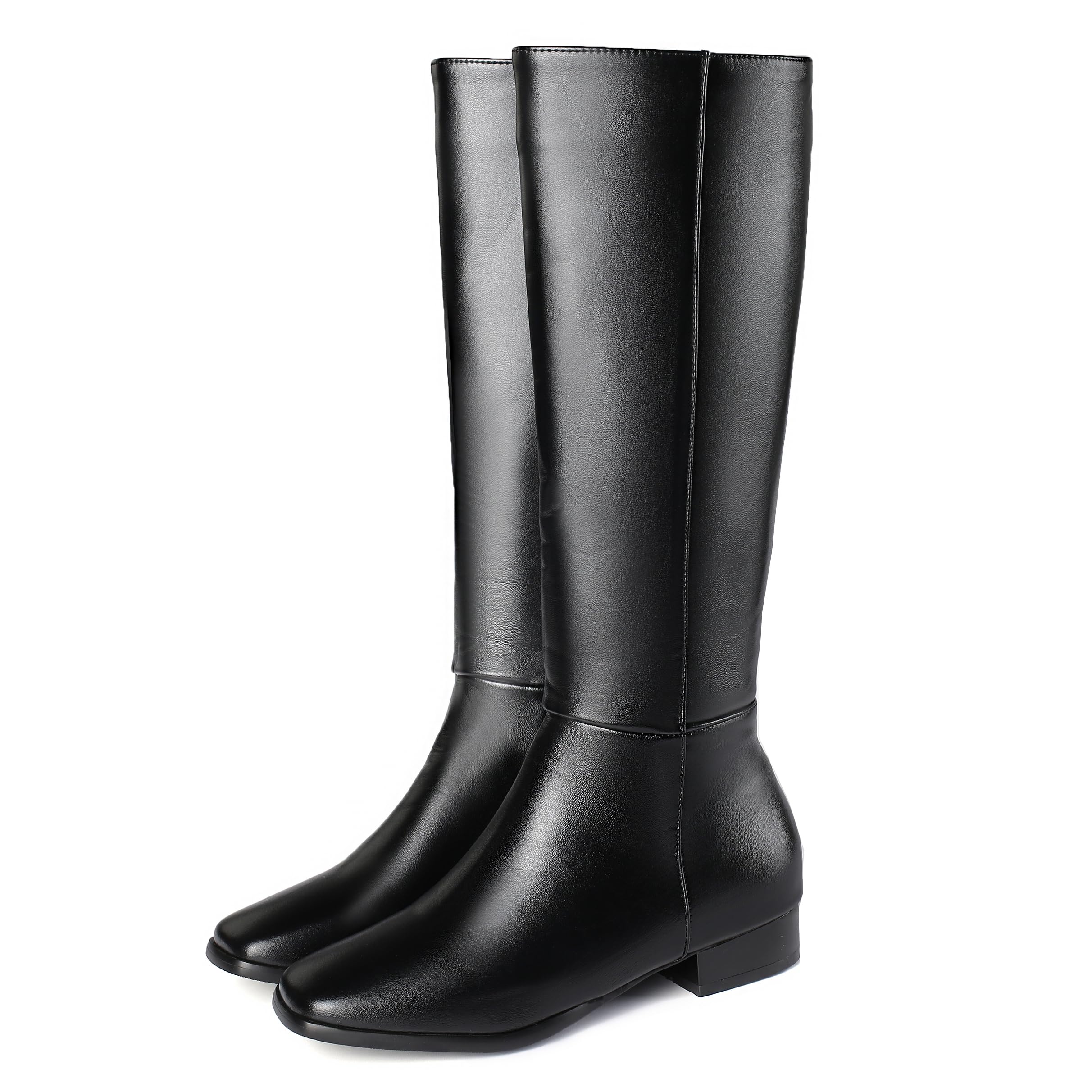 BEAUPAS Womens Knee-High Riding Boots Tall Boots Classic Low Heel Long Boot