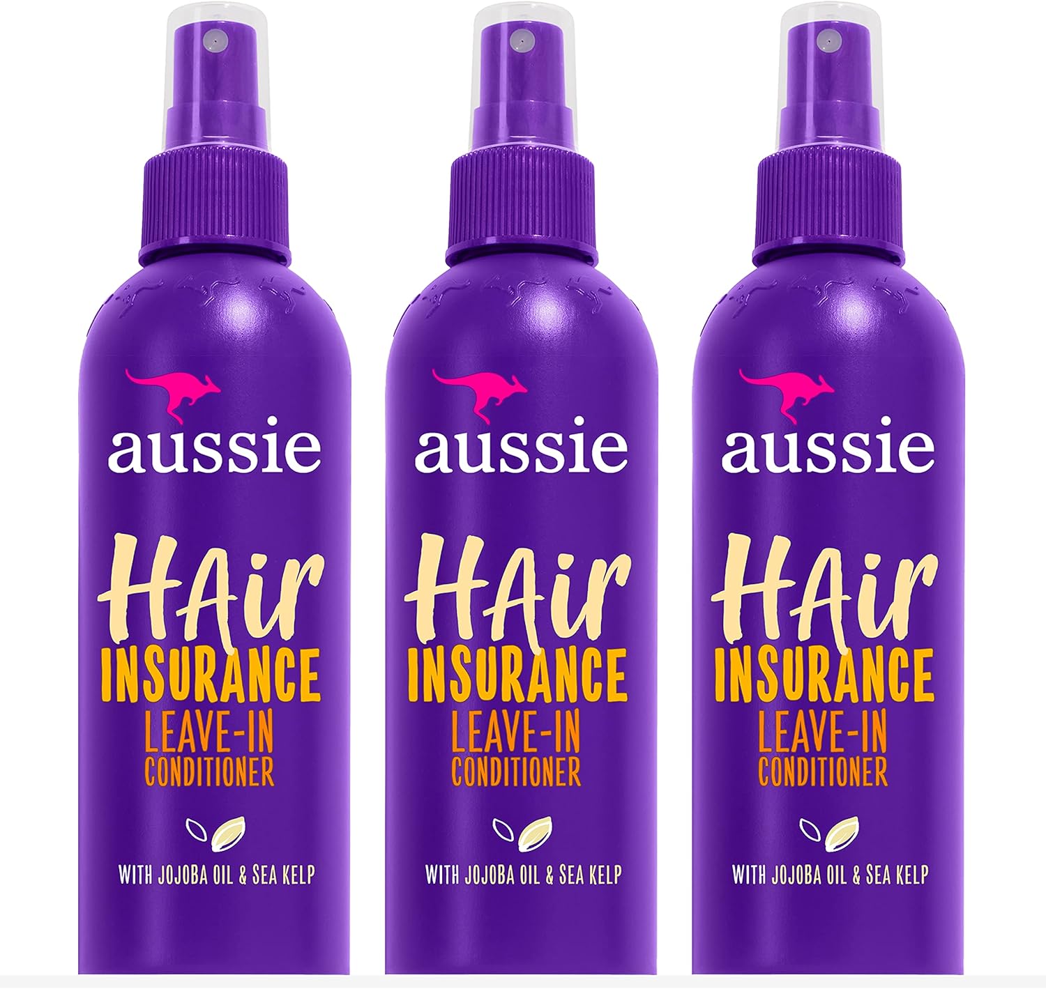 Aussie, Leave In Conditioner, with Jojoba & Sea Kelp, Hair Insurance, 8 fl oz, Triple Pack, 236.6 ml (Pack of 3)