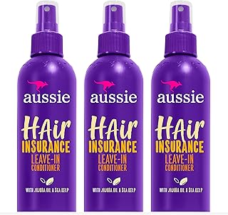 Aussie Leave In Conditioner Spray, with Jojoba & Sea Kelp, Hair Insurance, 8 fl oz, Triple Pack