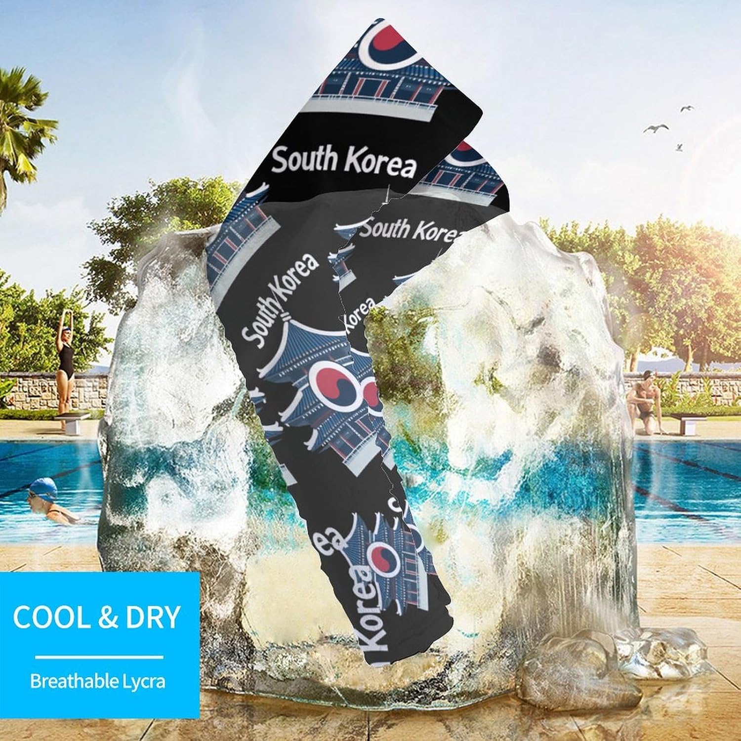 South Korea Flag Arm Sleeves Sun Protection Sleeves Sports Cooling Arm Compression Sleeve for Men Women