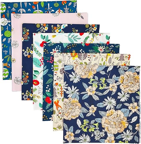 Miniatura 66 de Fat Quarters - Paquete de 7 piezas de 100% algodón de 19.69 x 19.69 pulgadas (19.7 x 19.7 in), precortadas de tela para acolchar de retazos, costura