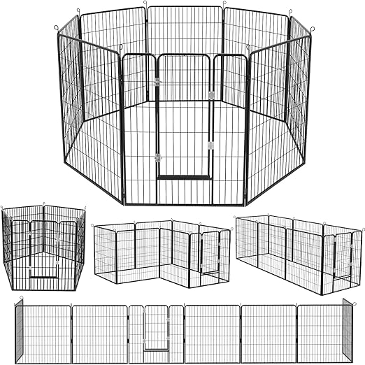 PUKAMI Dog Fence for The Yard, 8 Panels 40” Height x27.5” Length,Puppy Playpen for Small Medium Dog Portable Dog Playpen Exercise Pen for Indoor Outdoor,Pet Playpen Fence for Yard,RV,Camping
