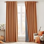 RYB HOME 100% Blackout Linen Textured Curtains 84 inches Long, Thermal Insulating Privacy Energy Saving for Bedroom Living Room Window Office Theater Dining Nursery, W 52 x L 84 in, Linen, 2 Panels