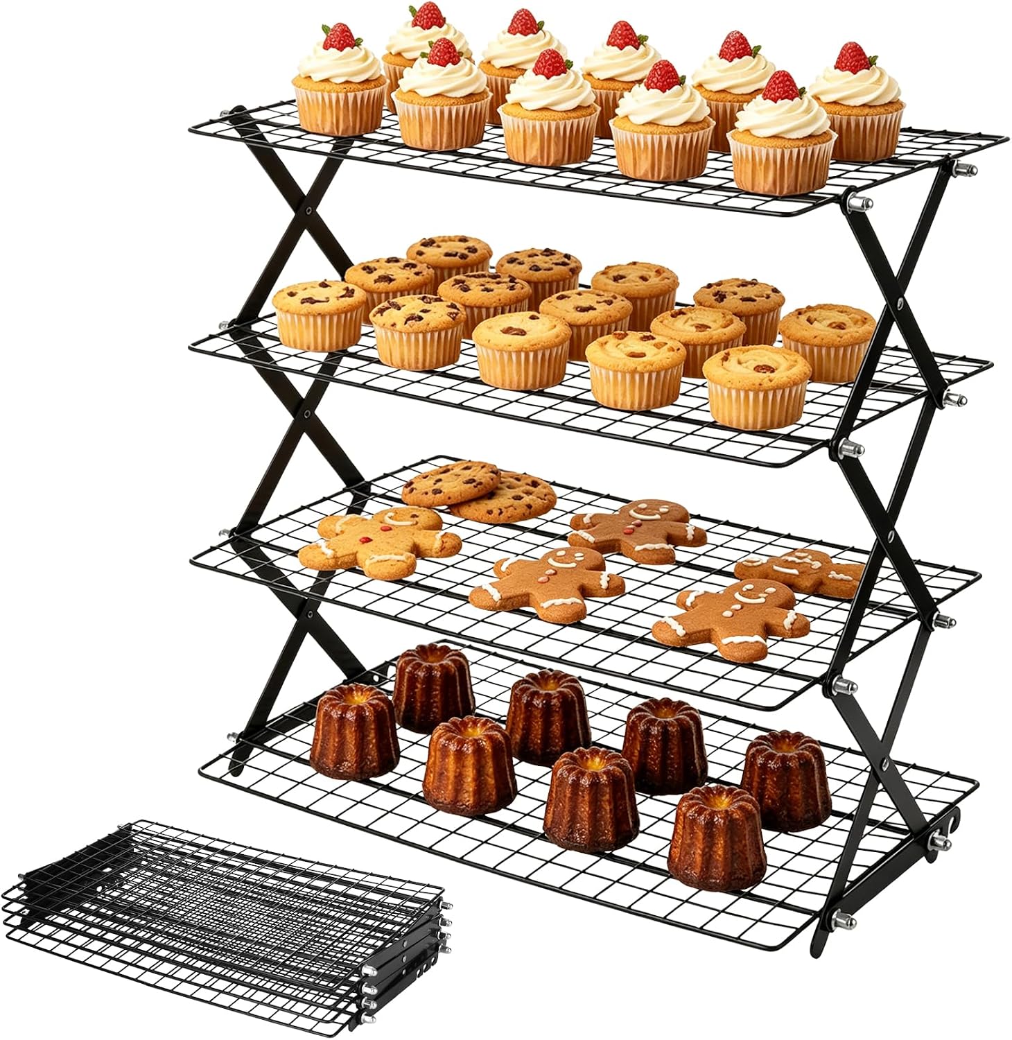 4 Tier Collapsible Cooling Racks for Cooking And Baking