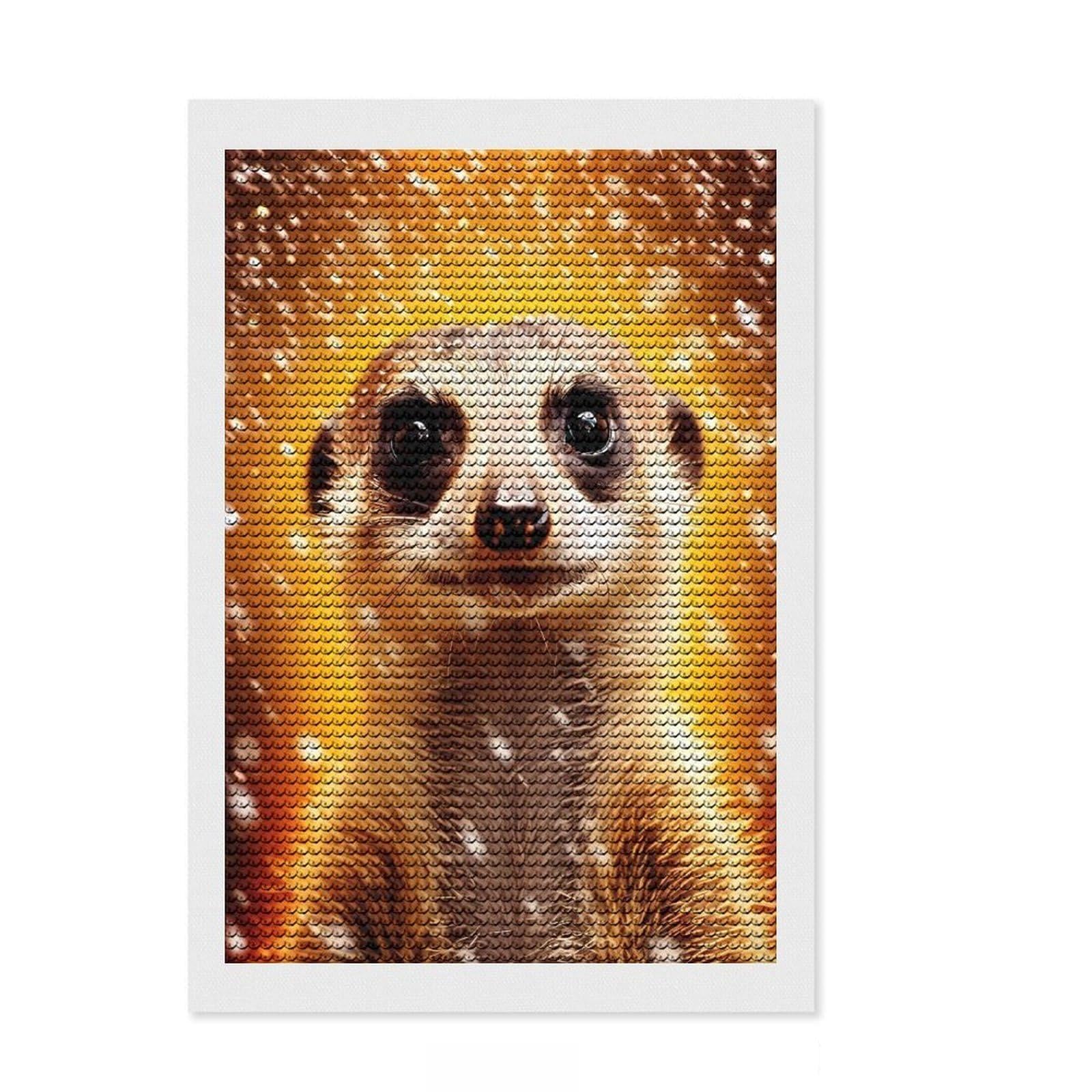 Junmoney Meerkat Lighting Diamond Art Kit 8"x12", for Craft Lovers, Modern Decor, Calming Craft to Unwind, Birthday Gift, Easy to Enjoy