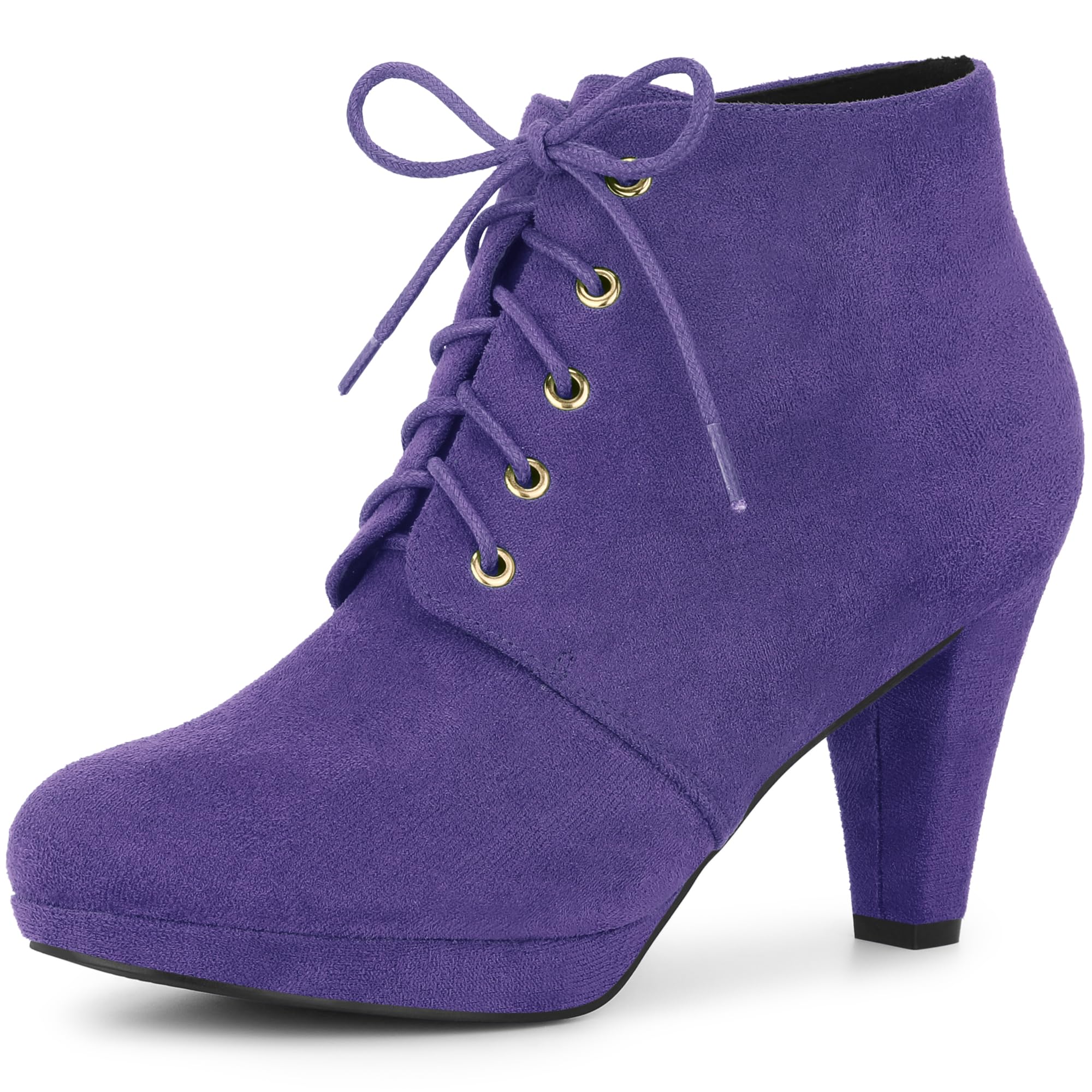 Allegra K Womens Lace Up Platform Block Heels Ankle Boots