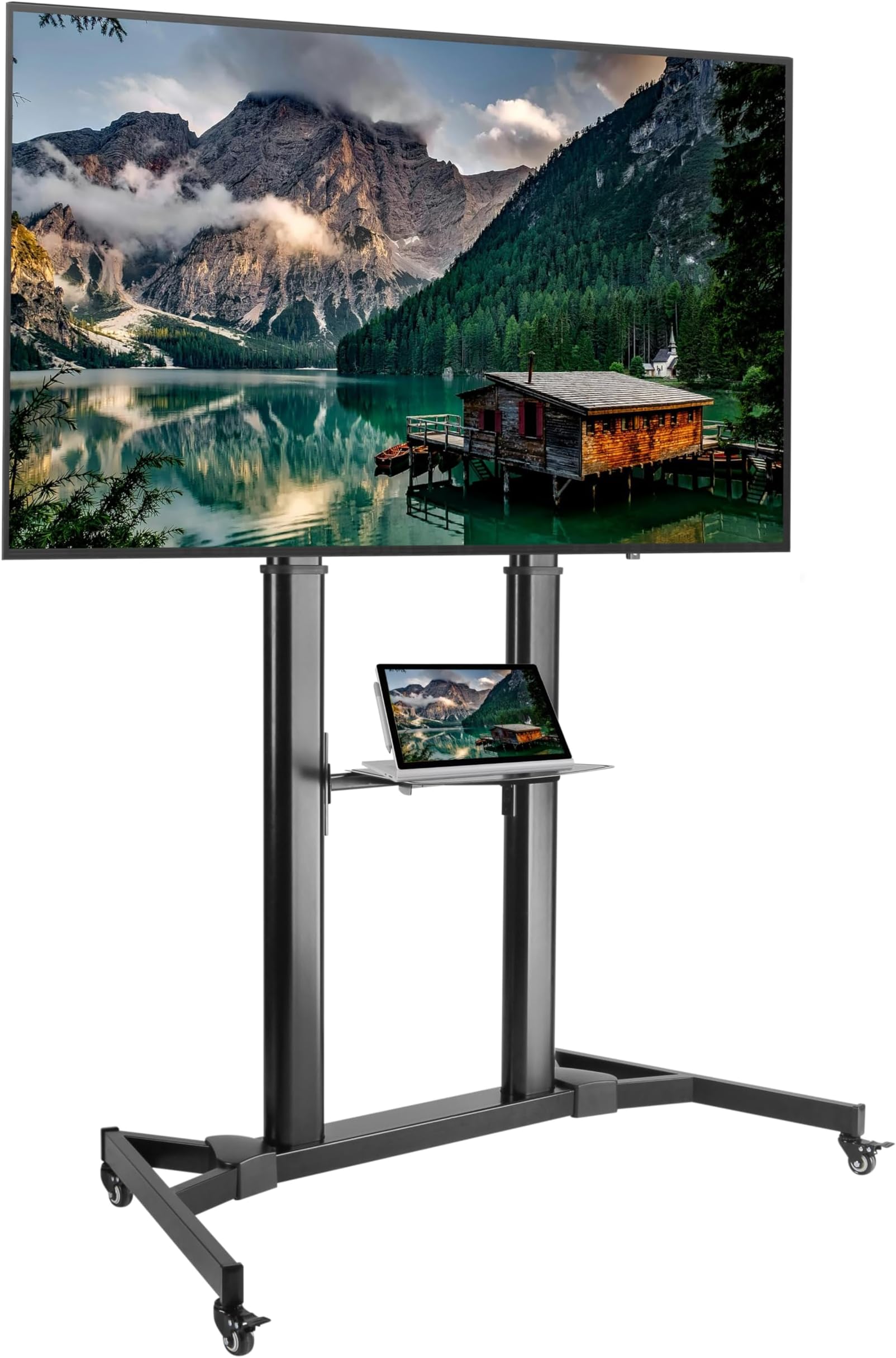 ProperAV Mobile TV Trolley Stand on Wheels 60'' 63'' 65" 70'' 75'' 80'' 100'' Max Load 100kg Max VESA 1000x600