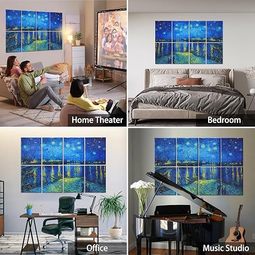 Miniatura 7 de Paquete de 8 paneles acústicos artísticos, autoadhesivos insonorizados de 48 x 32 pulgadas, paneles decorativos absorbentes de sonido, tratamiento