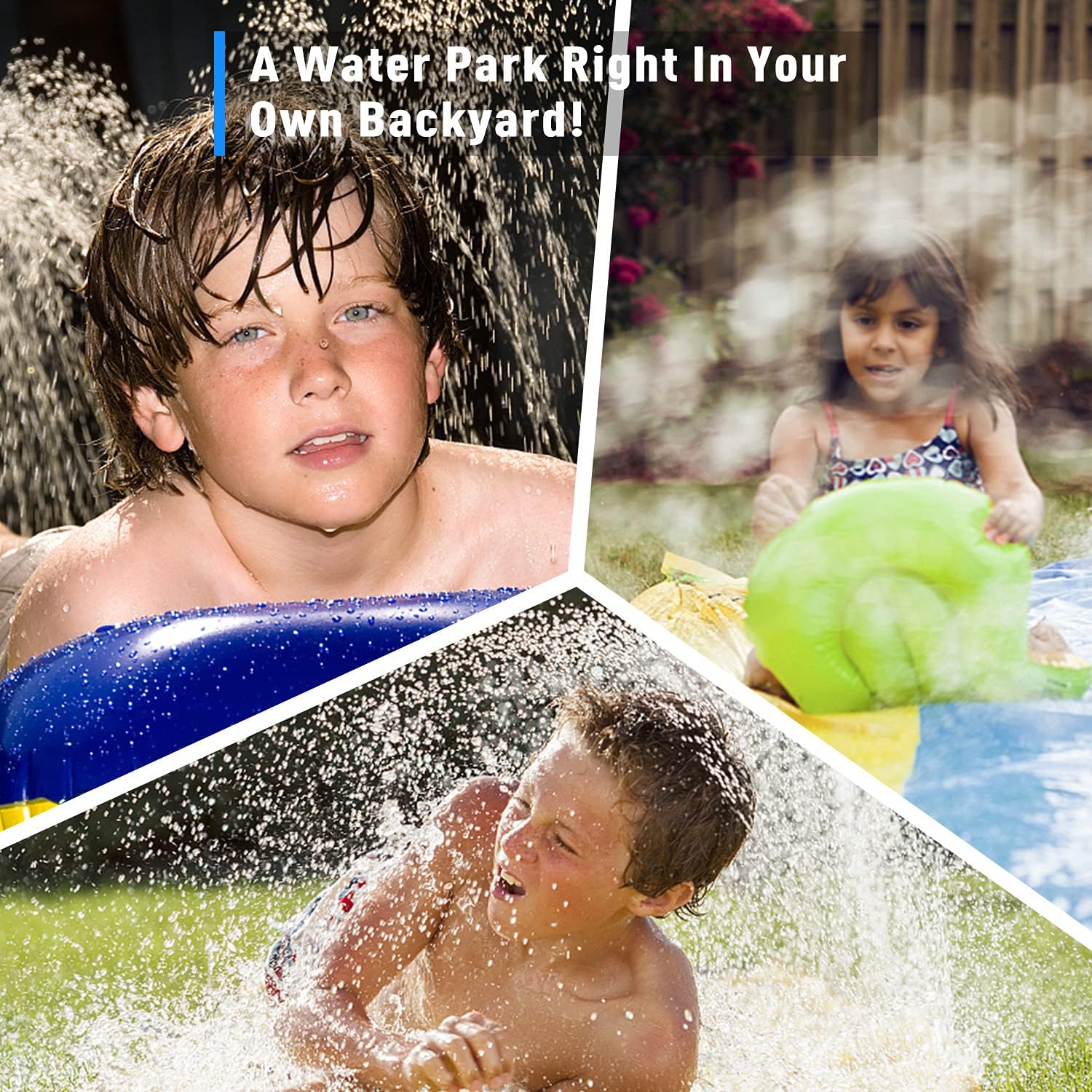 EPROSMIN Lawn Water Slides for Kids and Adults - 15.7Ft Water Slides for Kids Backyard with 2 Crash Pad and Splash Sprinkler for Outdoor,Summer Water Play : Toys & Games