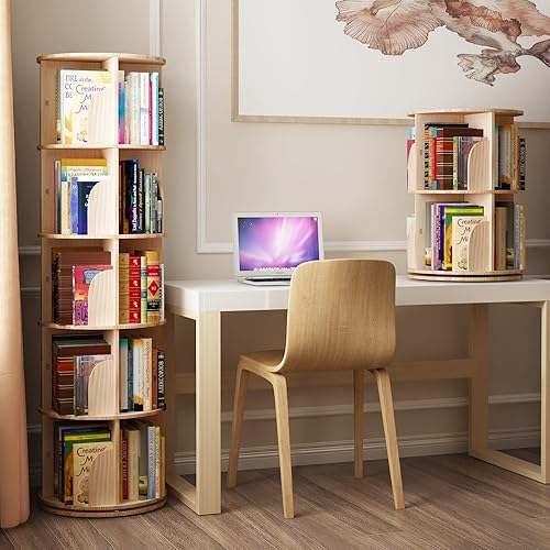 Miniatura 2 de Estantes apilables giratorios de 360 de 5 niveles, organizador de estantería giratoria de 360 pulgadas, estantería de madera para dormitorio, sala