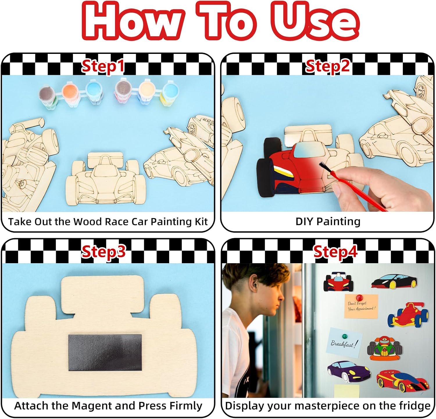 Bafeil 24 Set Race Car Party Favors - Painting Craft Kits with Thank You Cards for Boys Girls Toddler, Racing Cars Themed Birthday Party Decorations for One Two Fast Party Favors Goodie Bag Stuffers