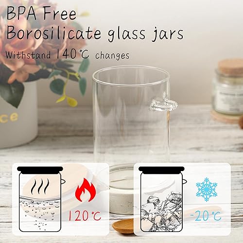 Miniatura 14 de Recipiente de vidrio para azúcar con cuchara, 1 paquete de tarros de vidrio de 15 onzas con tapa y cuchara de bambú, recipientes de almacenamiento