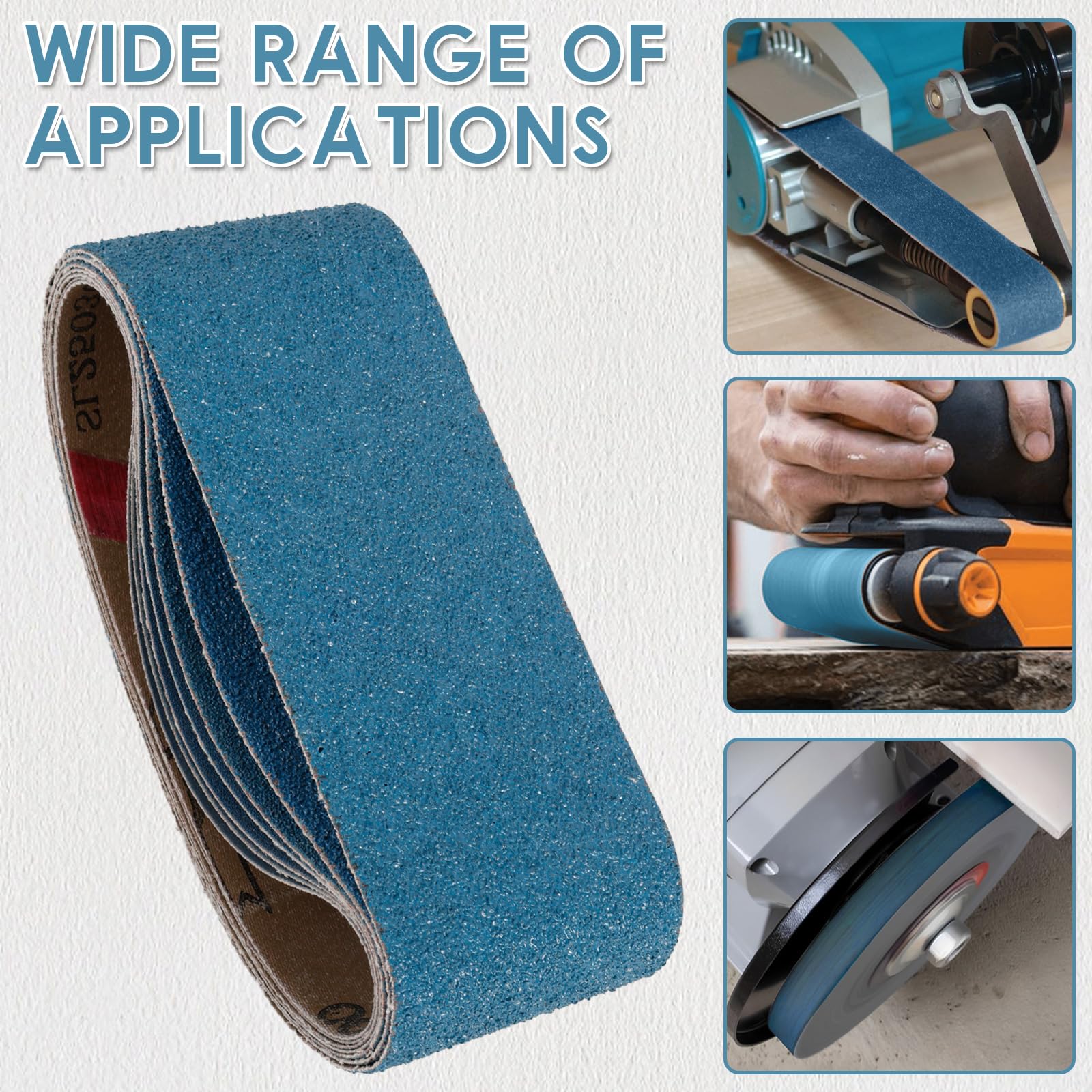 35 piezas azul óxido de circonio, bandas abrasivas, 75 x 457 mm, grano 40/60/80/120/150/240/400, alto rendimiento para lijadora de banda, ideal para metal madera inoxidable