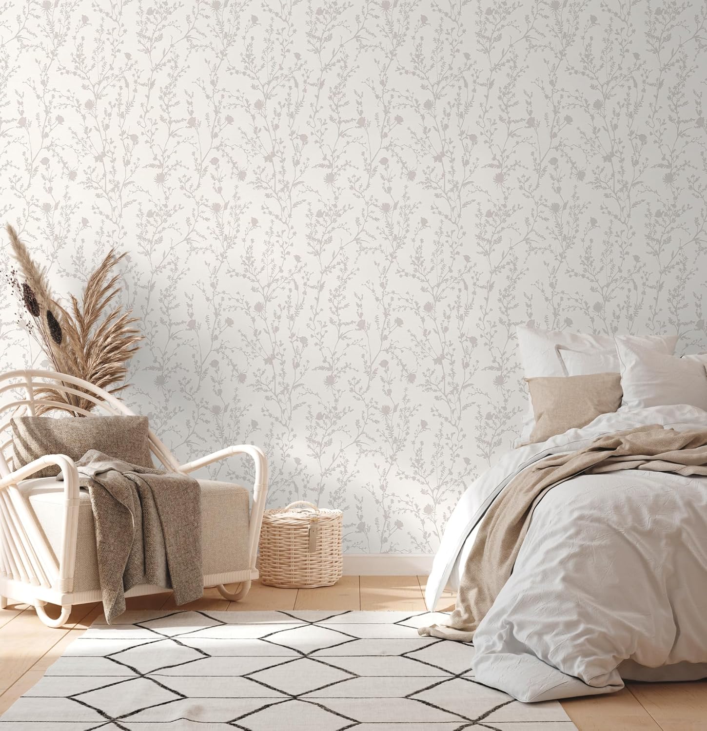 A.S. Création Wallpaper Floral White Grey - Wall Wallpaper 395464 - High-Quality Non-Woven Wallpaper for Bedroom - 10.05 m x 0.53 m - Made in Germany