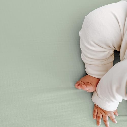 Miniatura 6 de Newton Baby Sábanas bajeras para cuna mini (paquete de 2)  Sábanas de muselina de algodón orgánico, 100% transpirable y suave, sábanas de colchón de