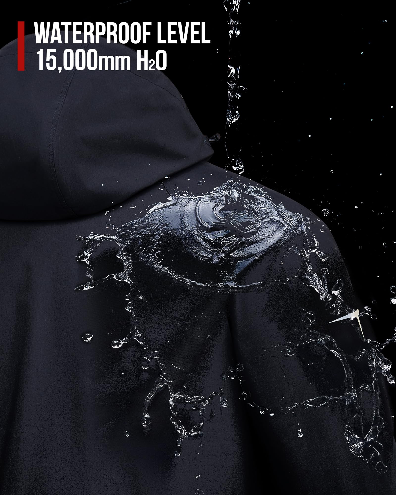RIDEIRON Tuta Antipioggia Moto Uomo Impermeabile Giacca 15000 mm con Cappuccio Staccabile Sstrisce Riflettenti Nero XXL
