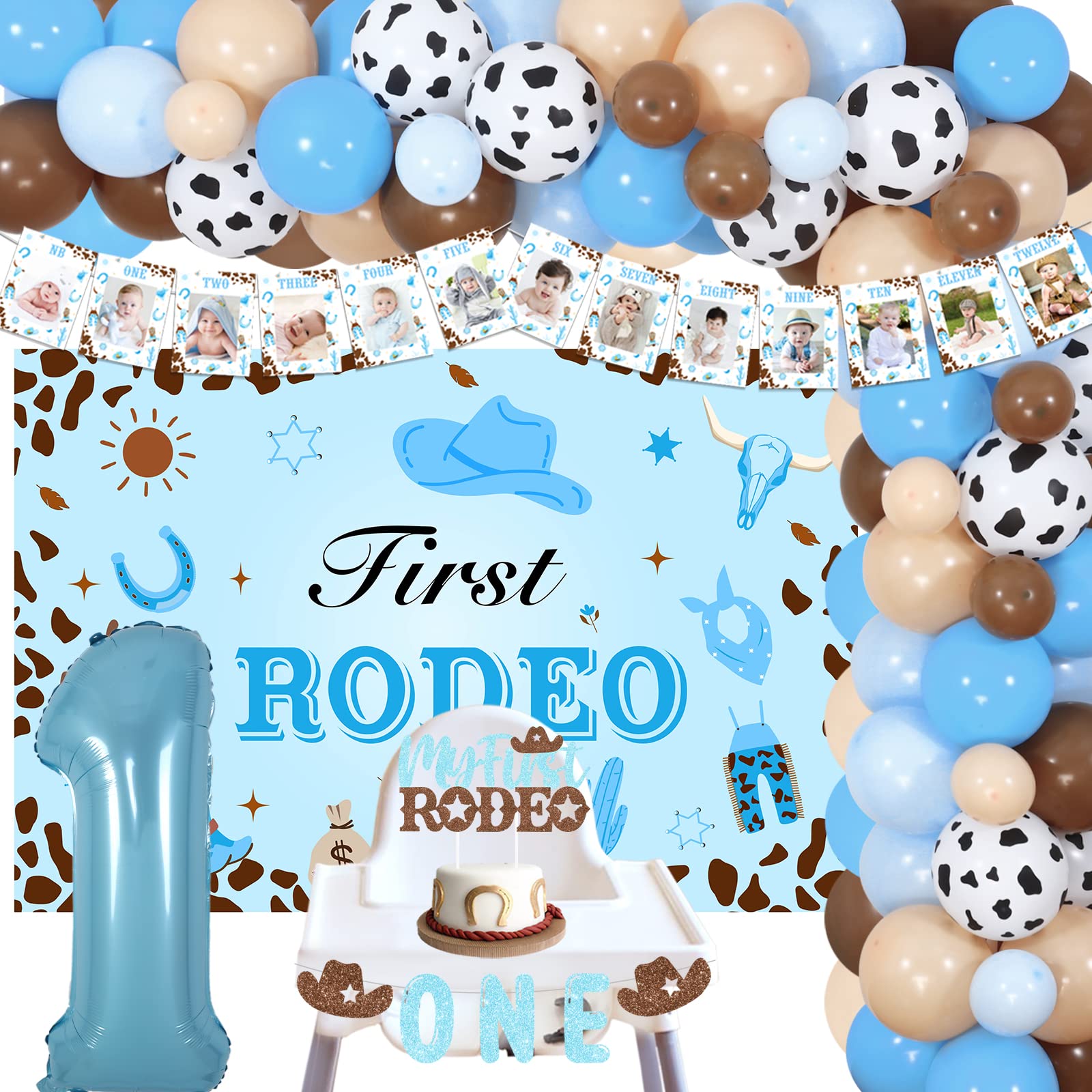 Bluey Cake Decorations Cowboy Highchair Banner 1st Birthday - Rodeo ...