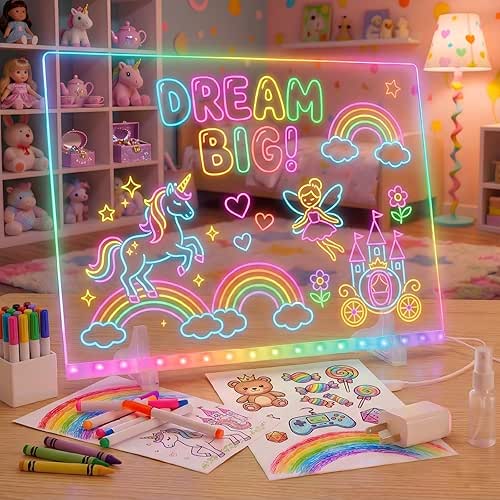 LED Light Up Acrylic Message Board 13.7"x10" – Reusable Dry
