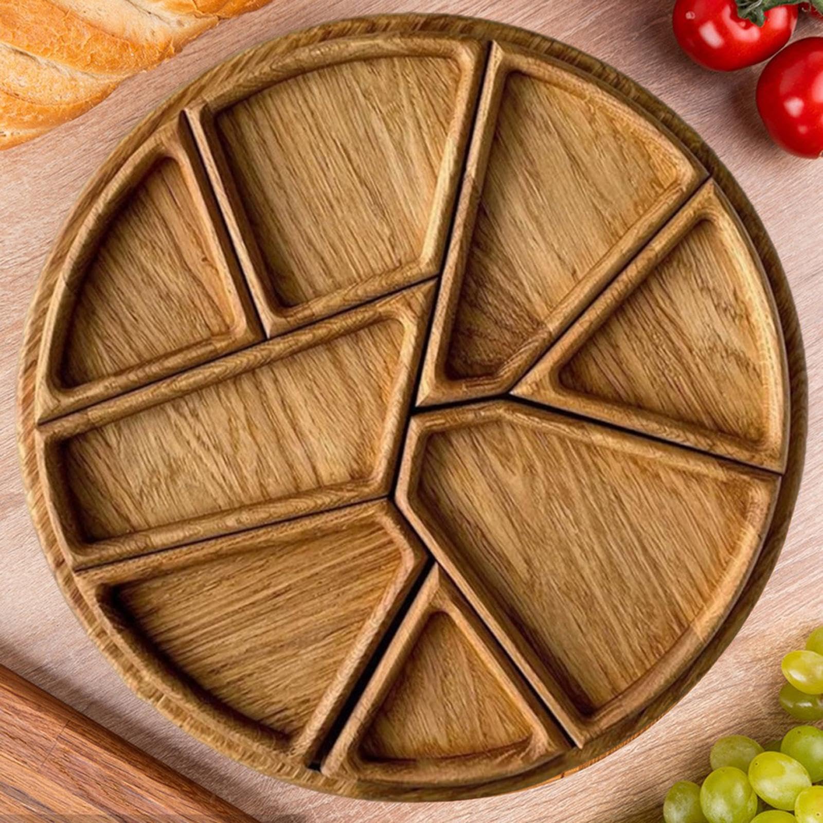 Serving Tray Wooden with Removable Dividers And Compartments for Appetizers Desserts Dinner Parties And Weddings.