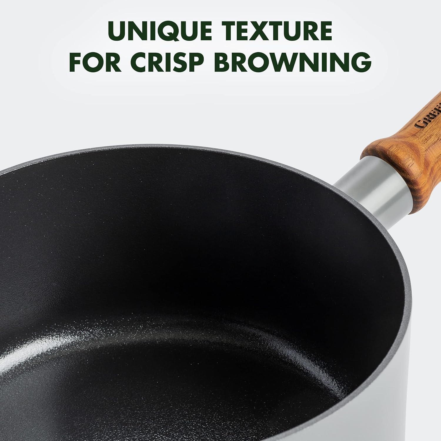 Greenpan Mayflower Pro Hard Anodized Healthy Ceramic Nonstick 18 cm Saucepan with Glass Lid, Vintage Wood Handle, PFAS-Free, Induction Suitable, Charcoal Gray