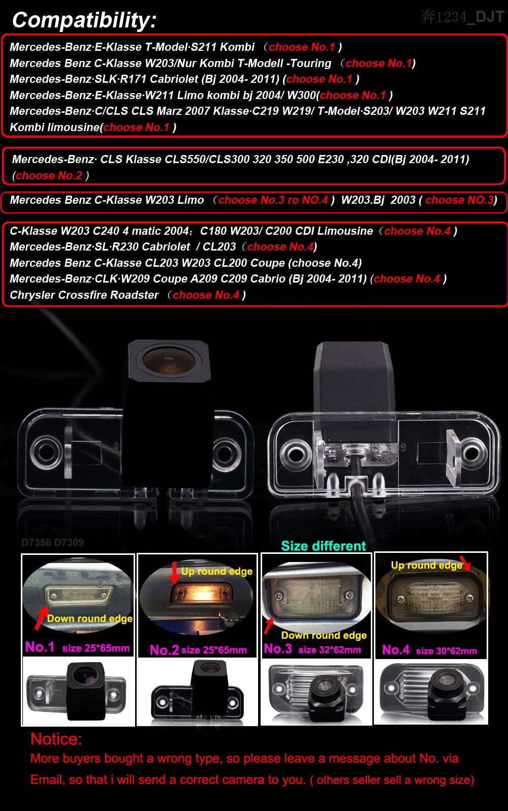 Samochodowa widoczność w nocy HD oświetlenie tablicy rejestracyjnej, widok z tyłu, kamera cofania, do Mercedes-Ben klasy C W203 C240; W203/200/SL R230 Cabriolet/klasa C CL203 W203 Coupe/CLK W209/A209