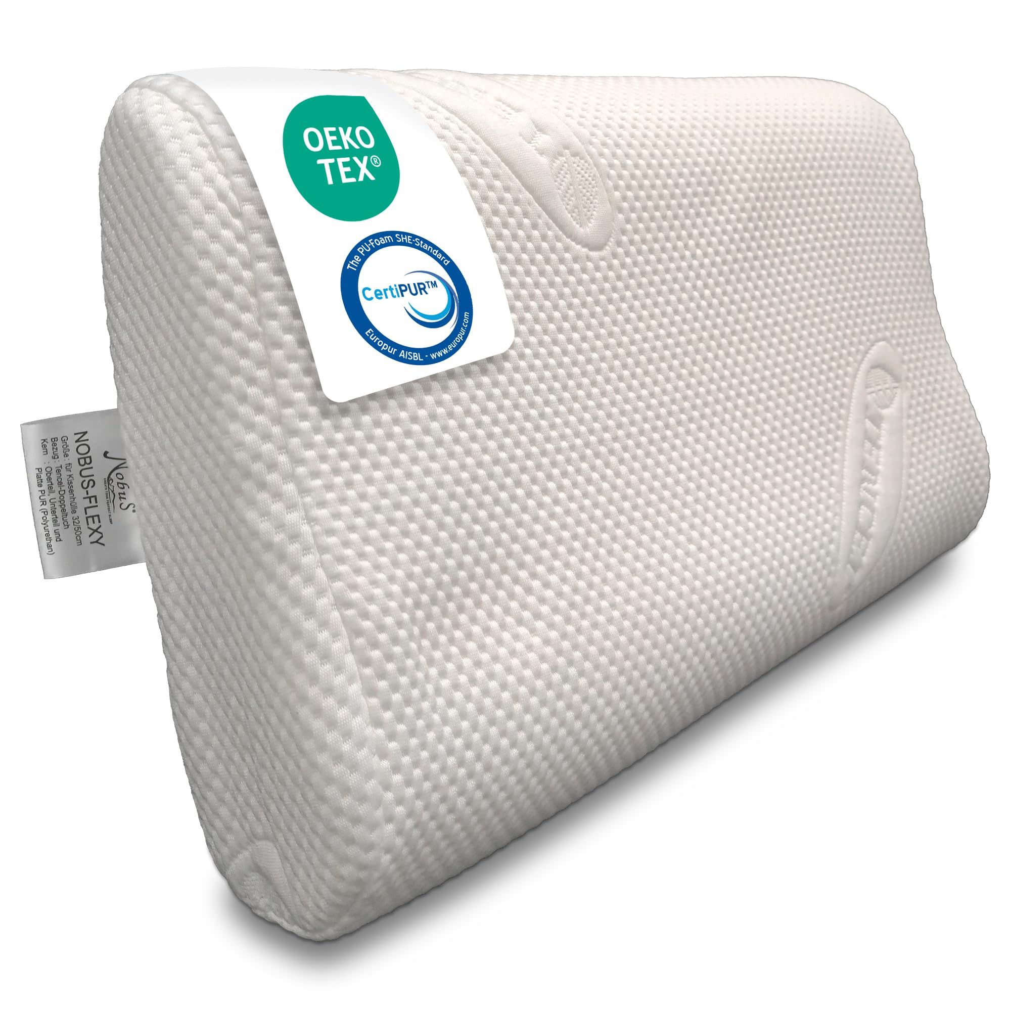 Almohada cervical ortopédica, altura regulable, 50 x 30 cm, cojín cervical ergonómico contra el dolor de cuello, transpirable, lavable, para los lados y la espalda
