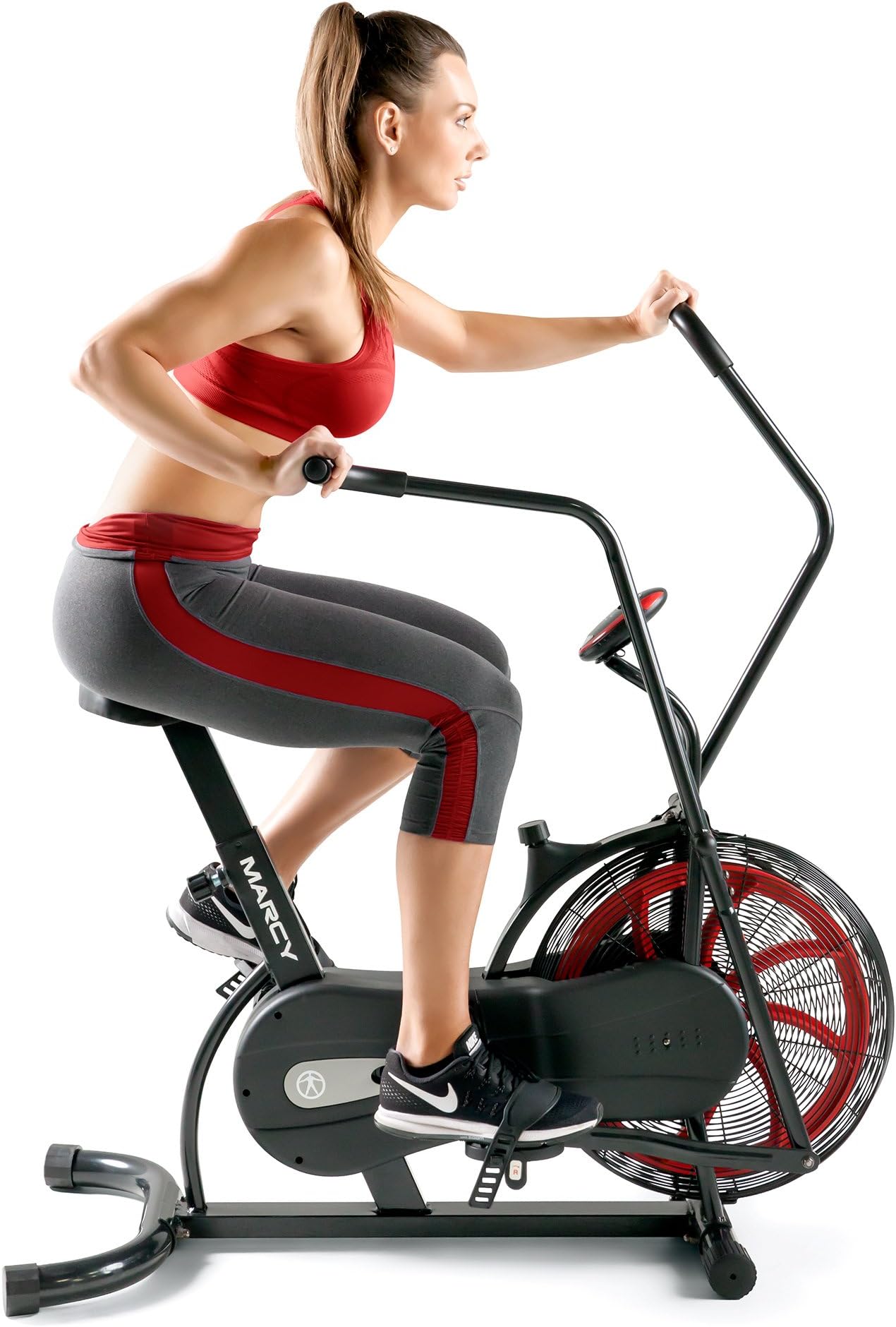Air-Resistance Exercise Fan Bike With Dual Acction Handlebars