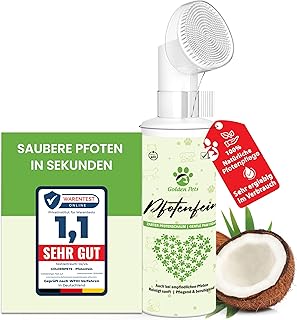 TESTNOTE SEHR GUT - Pfotenreiniger für Hunde & Katzen - Gegen Dreck & Staub, 100% Natürlicher Pfotenschaum reinigt & pflegt - Hundepfoten Reiniger ohne Wasser - Hundezubehör & Hundepflege 200 ml product image