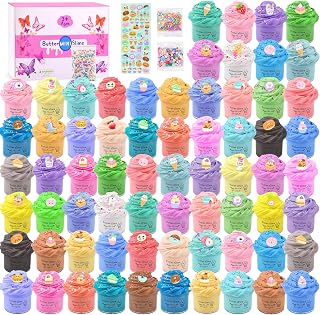 Butter Slime Kit 68 Pack, Mini Slime Party Favors for Girls Boys, Scented Bulk Slime Supplies Party Favor & Kids, Stress Relief Toy, Soft & Non-Sticky, Birthday Stocking Fillers Goodie Bags Stuffers