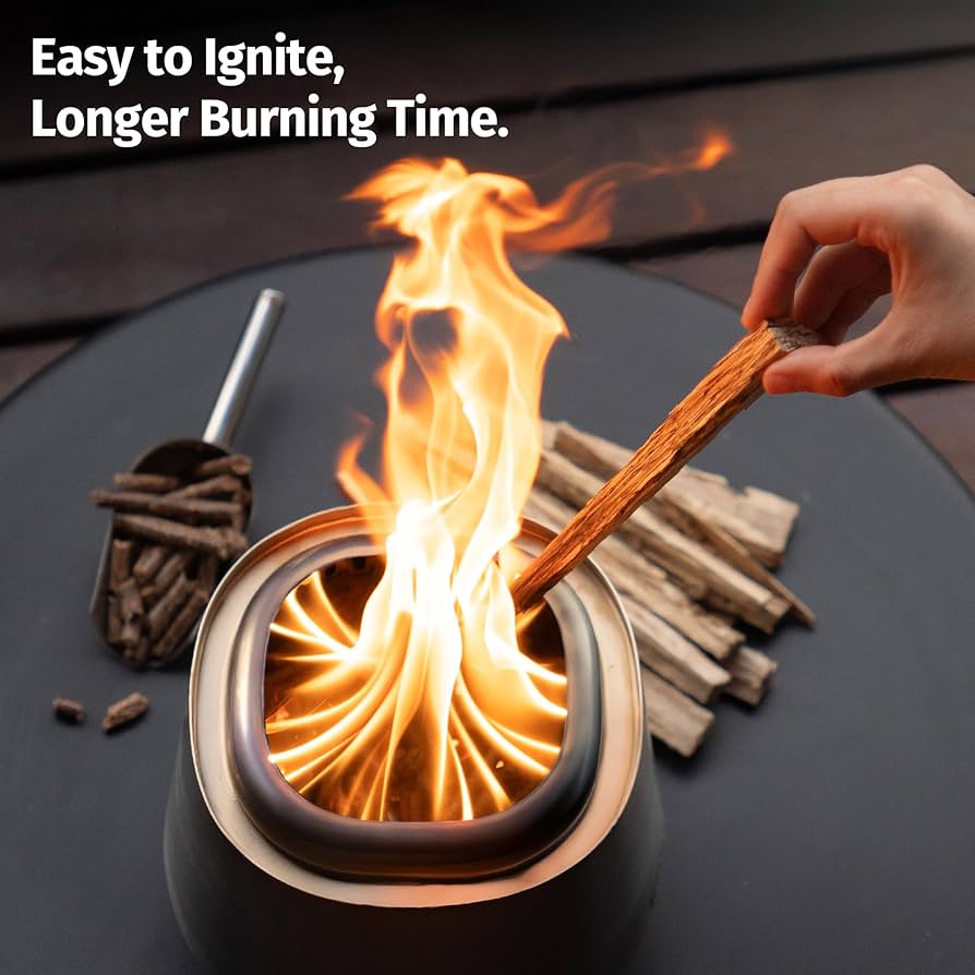 Smokeless Firepit EAST OAK Fuoco Smokeless Tabletop Fire Pit | 3-in-1 Ash Pan | Portable Wood & Pellet Firepit | Stainless Steel | 120% More Efficient Burn | Backyard, Patio & Camping Mini Solo Stove