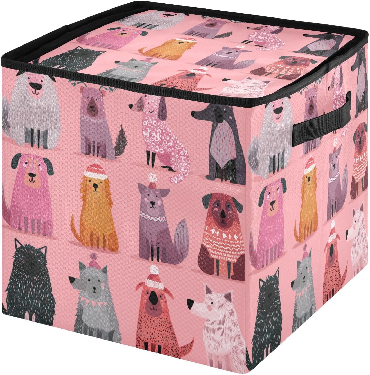 OTVEE Christmas Ornament Storage Box Holiday Decoration Organizer Stores upto 64 Holiday Ornaments Adjustable Dividers Tear-Proof Fabric Festive Animal Decor