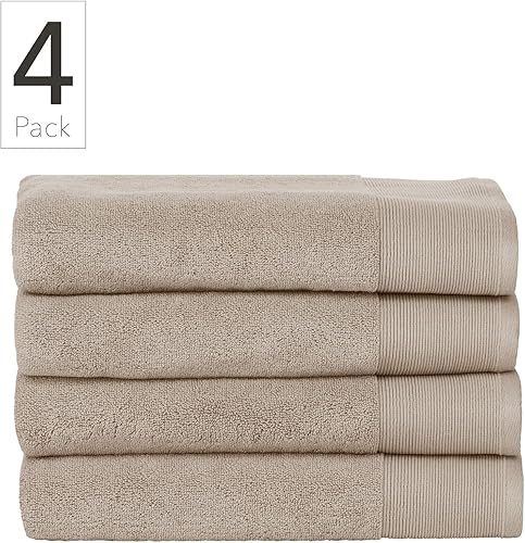 Miniatura 3 de Nate Home by Nate Berkus - Juego de 4 toallas de baño de rizo de algodón 100%  608 GSM, toallas ultra suaves, gruesas y absorbentes para baño de