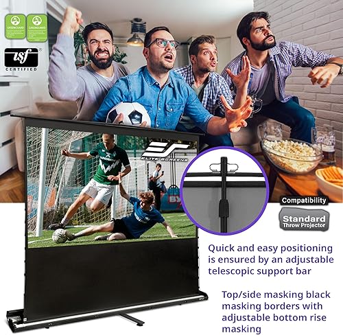 Miniatura 2 de Elite Screens ezCinema Tab-Tension CineGrey 4D, 116 pulgadas 169, rechazo manual de luz ambiental ISF para techo, pantalla de proyector portátil de