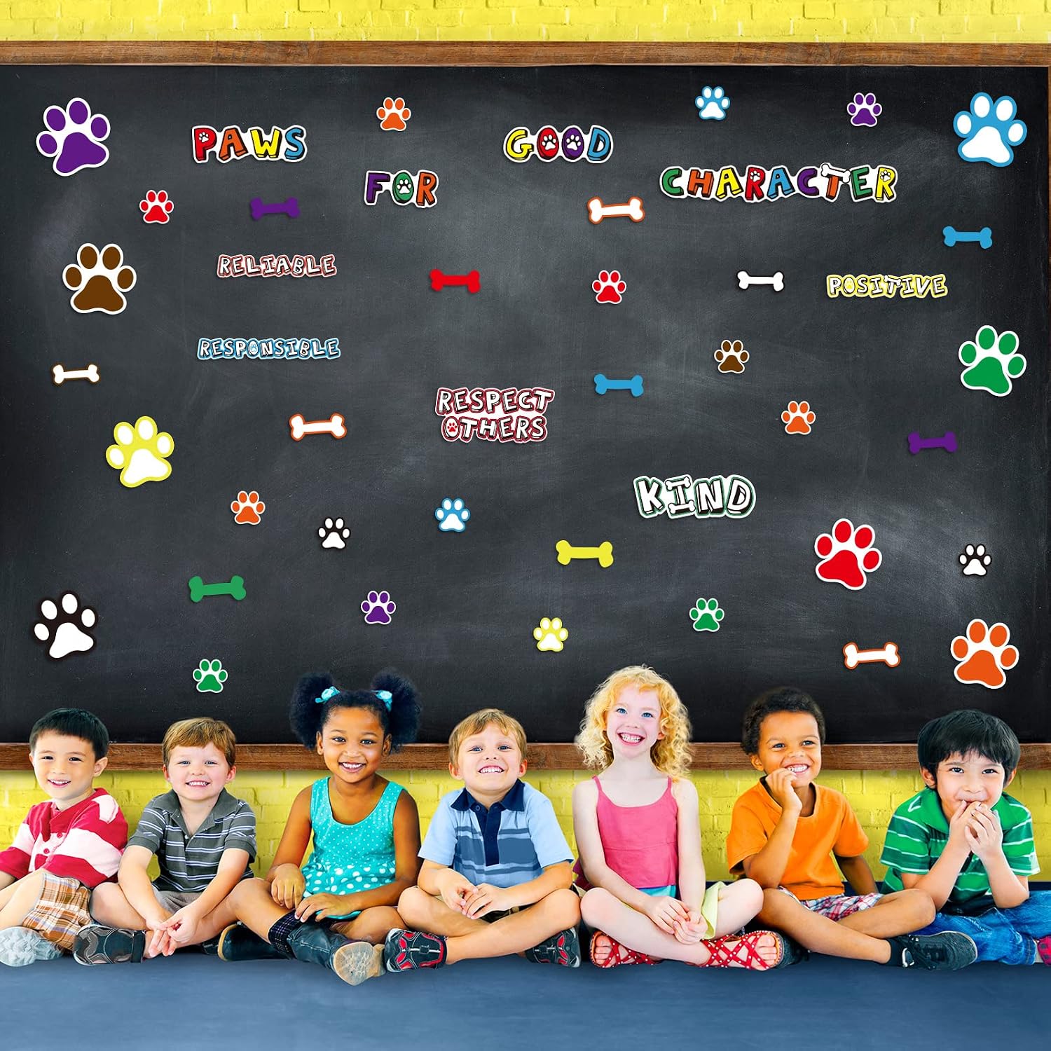 Paw Print Bulletin Board Set Classroom Decor Paw Print Cutouts Accents for Classroom Door Bulletin Board Border Wall Decoration Educational and Learning Activities for Kids