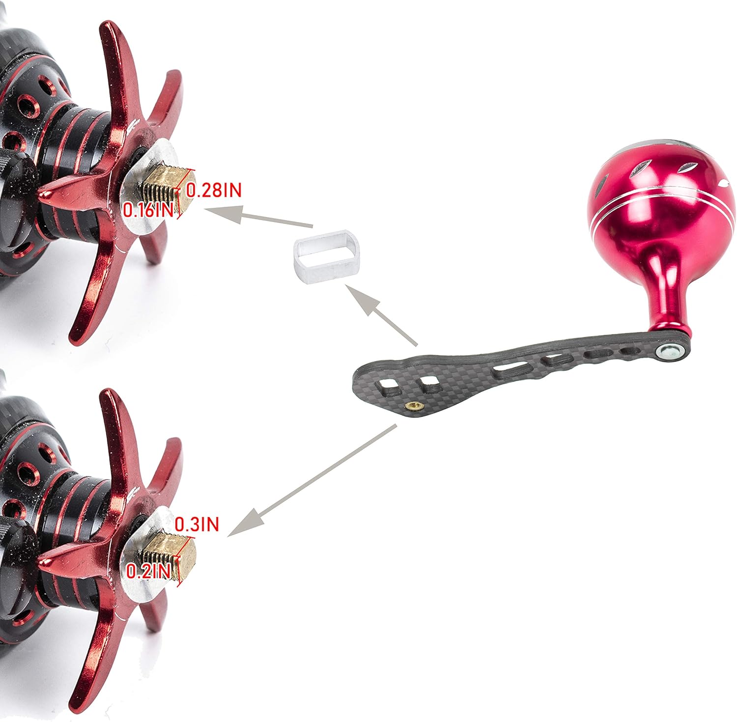 JEKOSEN New Replacement Carbon Fiber Power Fishing Reel Handle Aluminum knobs Accessories for Baitcasting Rocker