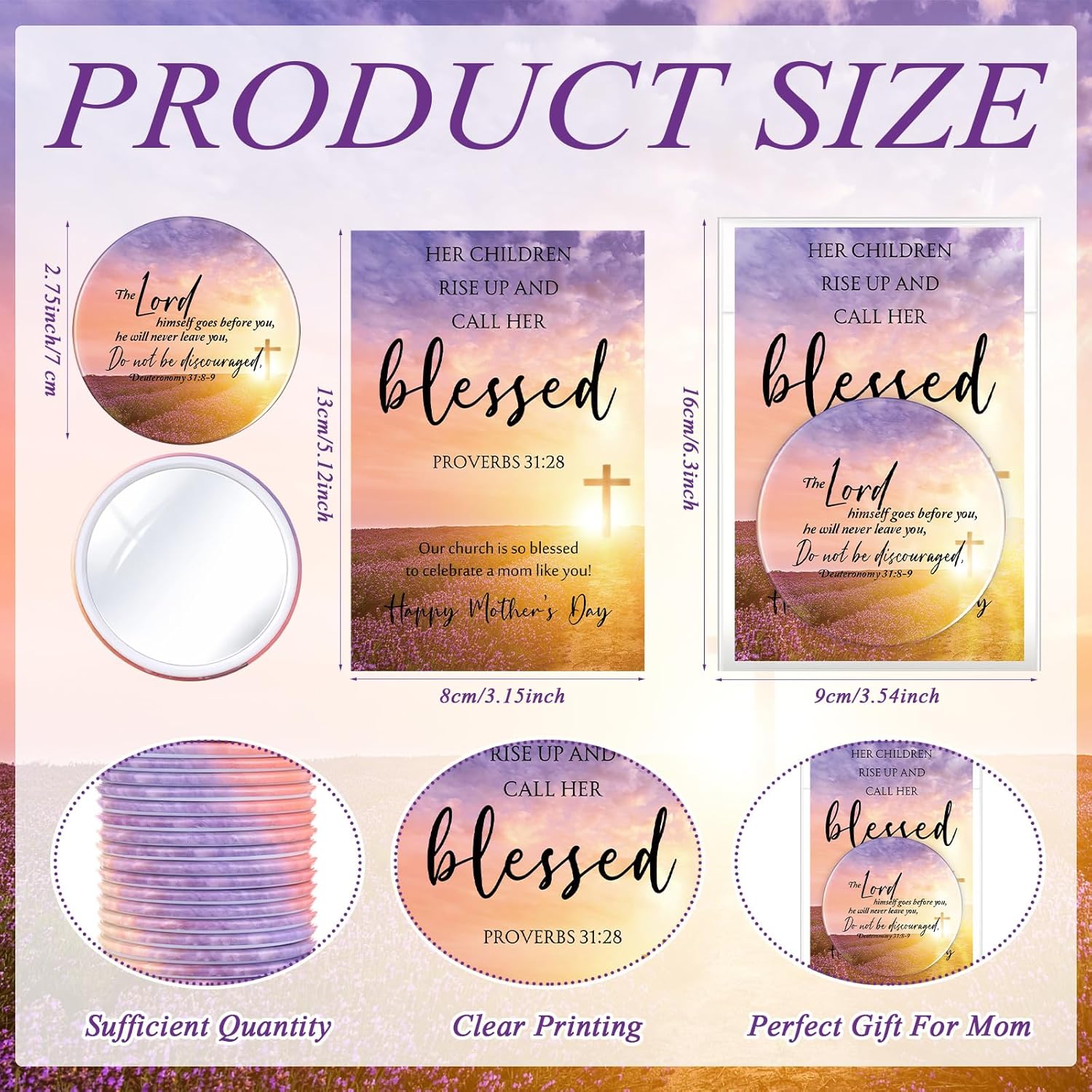 Meanplan Mother's Day Mirrors Christian Gifts Bulk Religious Bible Verse Makeup Mirrors for Women Church, 18 Styles