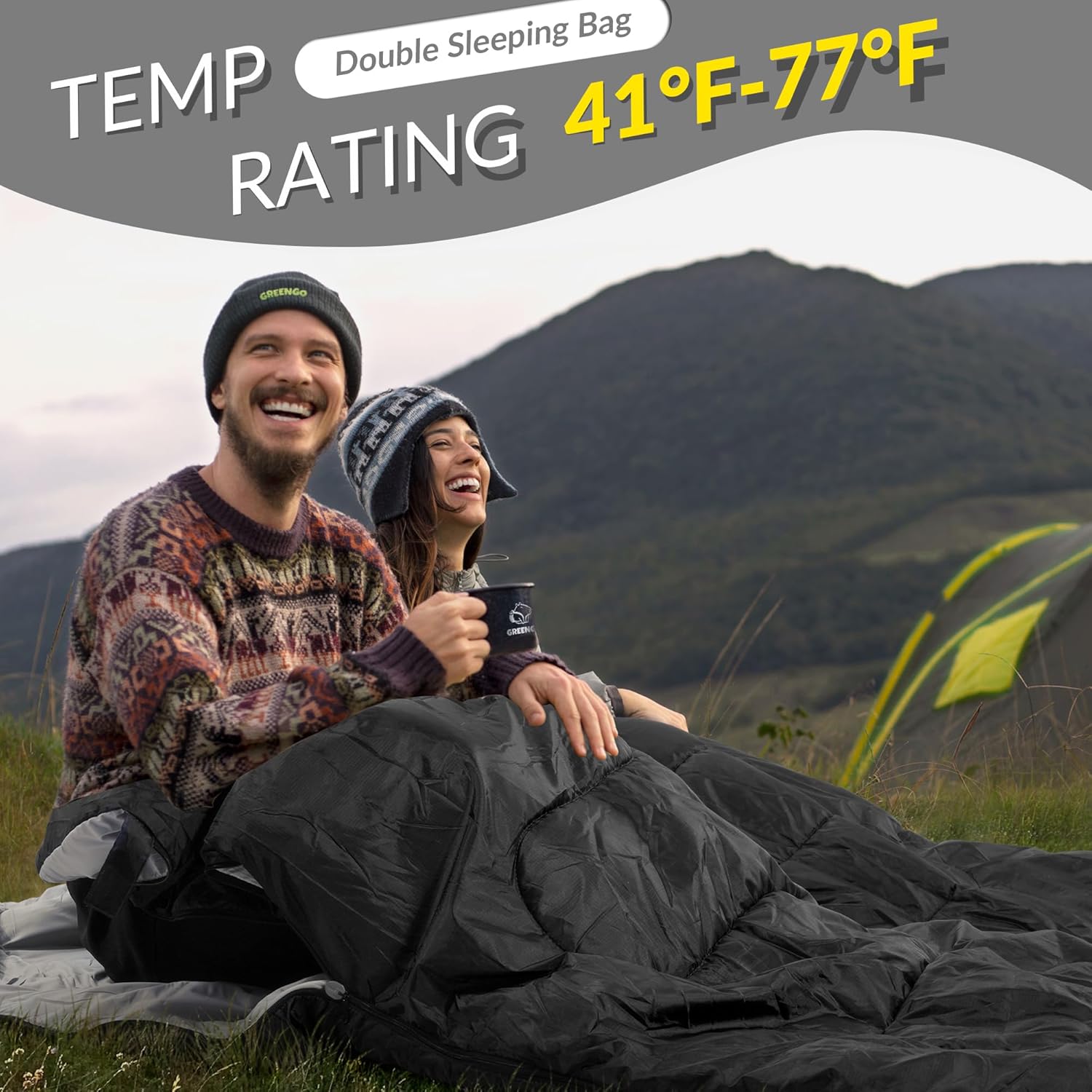 Elevon Sleeping Bag for Adults Teens Kids Cold Warm Weather, Portable Waterproof & Lightweight, Compact with Compression Sack, for 3-4 Seasons Camping, Backpacking, Hiking, Travel, Indoors Outdoors
