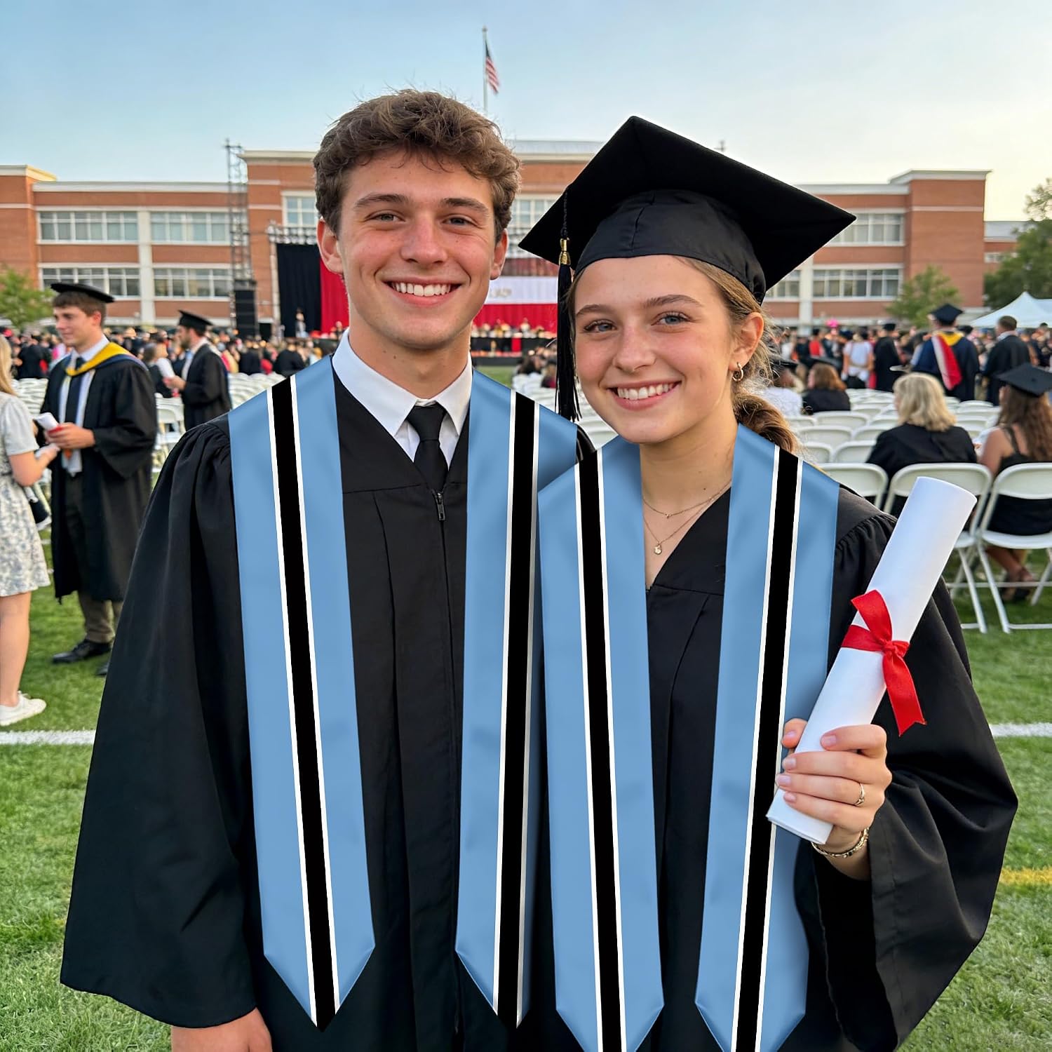 Botswana Flag Graduation Stole Sash for Study Aboard International Students Abroad Adult Unisex